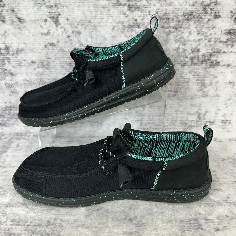 Hey Dude Dude Perfect x Wally Funk Men's 12 Teal Black‎ Slip-On Shoes 42886-3WT